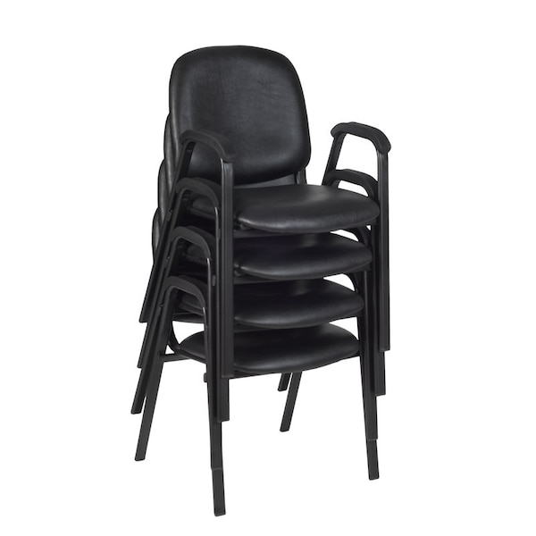 Ace Regency Ace Vinyl Guest Stacking Chair with Arms (4 pack)- Black - 2125LBK4PK