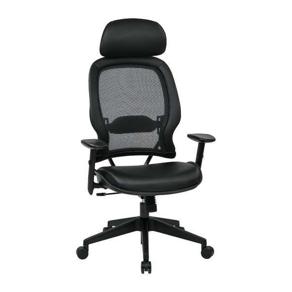 Office Star Desk Chair Desk Chair, Adjustable Arms, 19" to 23-1/4" Height, Leather, Black - 57906E