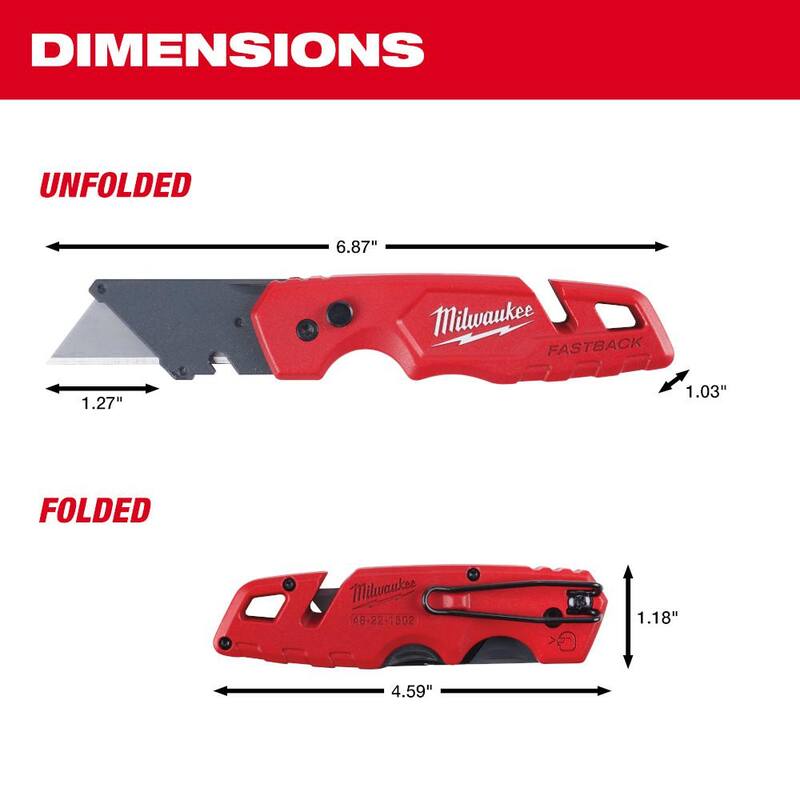 Milwaukee FASTBACK Folding Utility Knife & Compact Utility Knife w/1000V Insulated 10-20 AWG Wire Stripper/Cutter (3-Piece) - 48-22-1503-48-22-2214