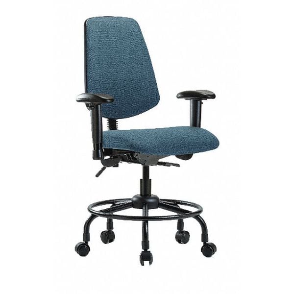 Blue Ridge Ergonomics Desk Chair Fab Desk Chair, Med, Bk, RT, AA, Cast, Blu, Adjustable Arms, 21" to 26" Height, Fabric, Blue - BR-FDHCH-MB-RT-T0-A1-RC-F43