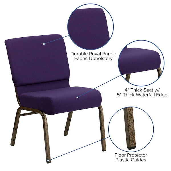 Flash Furniture Hercules Church Chair, 21-1/4 in W 25" L 33" H, Fabric Seat - FD-CH0221-4-GV-ROY-GG