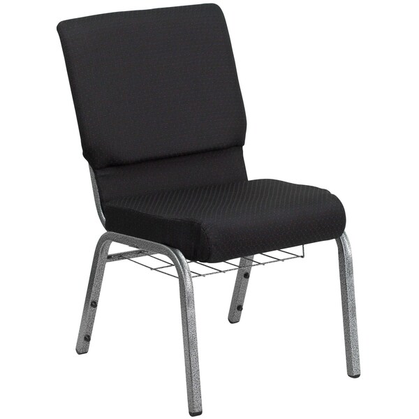 Flash Furniture Hercules Church Chair, Black Back, 19-1/4 in W 25" L 33-1/4" H, Fabric Seat - FD-CH02185-SV-JP02-BAS-GG