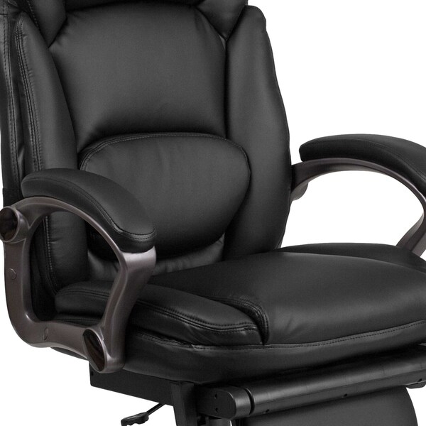 Flash Furniture Contemporary Chair Black Reclining Exec Chair, Fixed Arms, 20" to 24" Height, Leather, Black - BT-90279H-GG