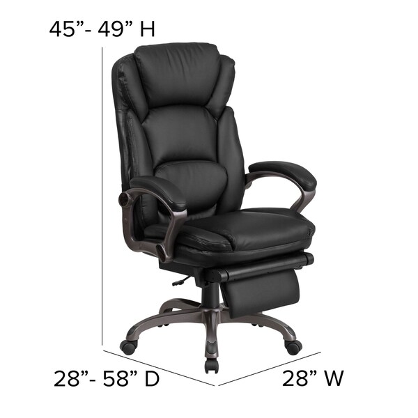 Flash Furniture Contemporary Chair Black Reclining Exec Chair, Fixed Arms, 20" to 24" Height, Leather, Black - BT-90279H-GG