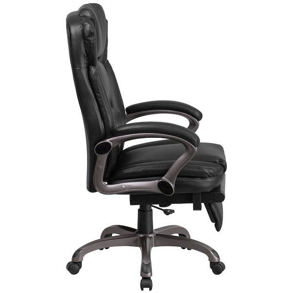 Flash Furniture Contemporary Chair Black Reclining Exec Chair, Fixed Arms, 20" to 24" Height, Leather, Black - BT-90279H-GG