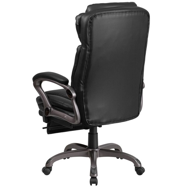 Flash Furniture Contemporary Chair Black Reclining Exec Chair, Fixed Arms, 20" to 24" Height, Leather, Black - BT-90279H-GG