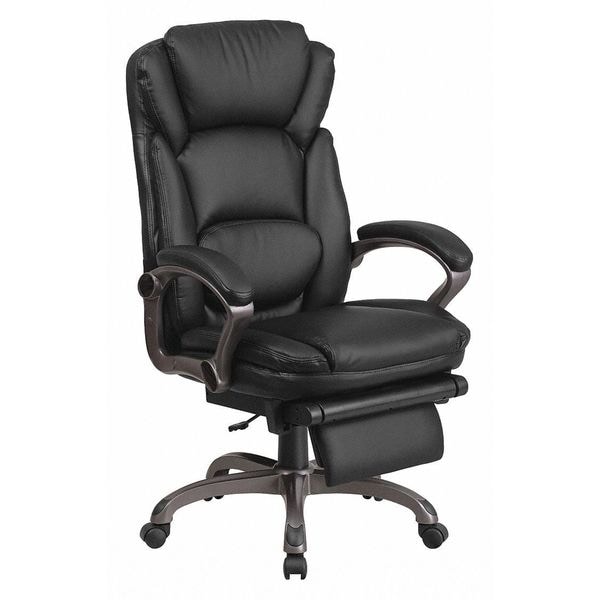 Flash Furniture Contemporary Chair Black Reclining Exec Chair, Fixed Arms, 20" to 24" Height, Leather, Black - BT-90279H-GG