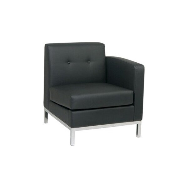 Ave 6 Collection: Wall Street Arm Chair, White Back, 27 in W 28" L 31" H, Built-in Arms, Leather Seat - WST51RF-W32
