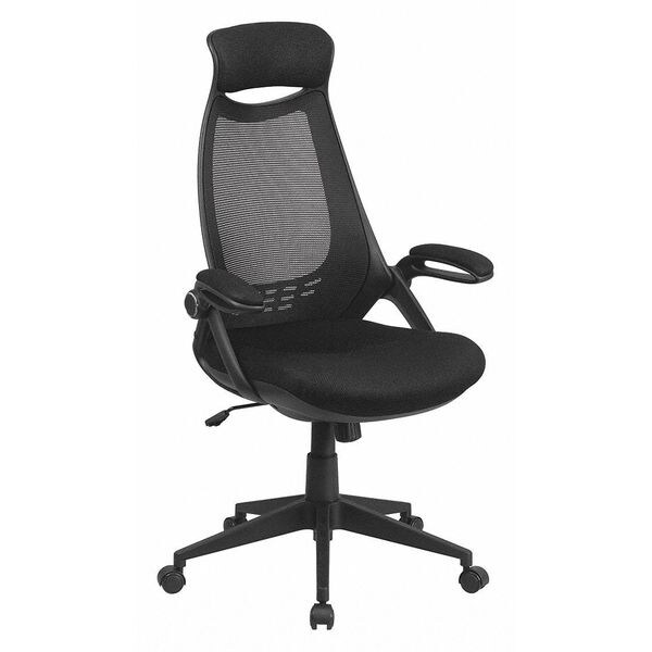 Flash Furniture Contemporary Chair High Back Exec Mesh Chair, Black, Adjustable Arms, 18-1/2" to 21" Height, Mesh - HL-0018-GG