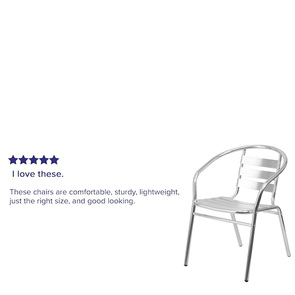 Flash Furniture Contemporary Restaurant Stack Chair, Aluminum Seat, 21.75 W 22" L 29 H, Integrated - TLH-017B-GG