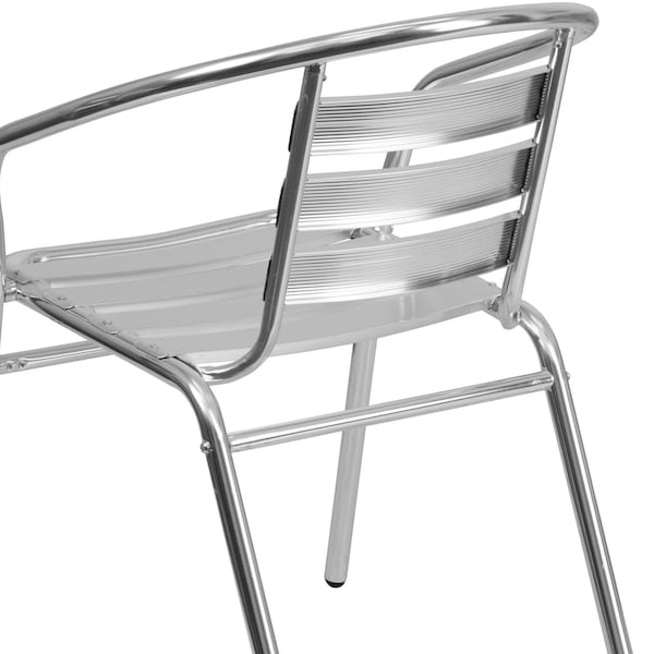 Flash Furniture Contemporary Restaurant Stack Chair, Aluminum Seat, 21.75 W 22" L 29 H, Integrated - TLH-017B-GG