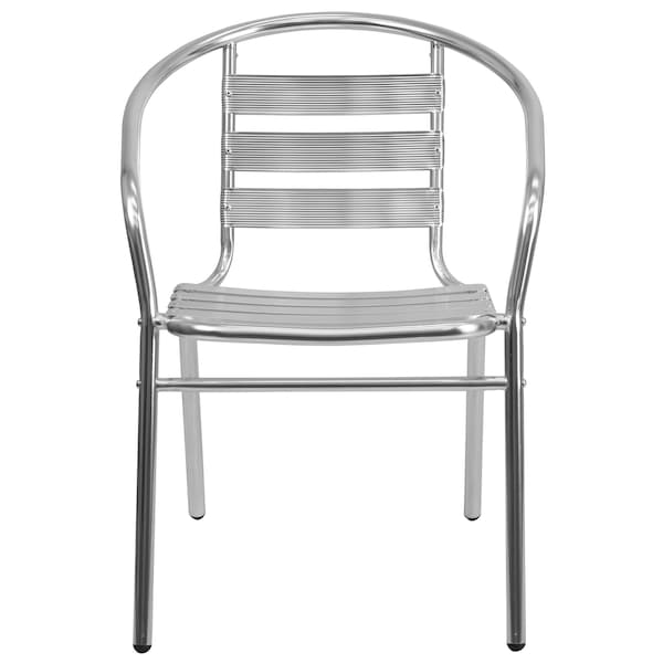 Flash Furniture Contemporary Restaurant Stack Chair, Aluminum Seat, 21.75 W 22" L 29 H, Integrated - TLH-017B-GG