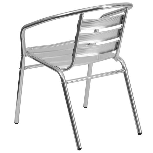 Flash Furniture Contemporary Restaurant Stack Chair, Aluminum Seat, 21.75 W 22" L 29 H, Integrated - TLH-017B-GG