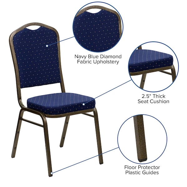 Flash Furniture Hercules Banquet Chair, Blue Back, 17-1/4 in W 20-1/4" L 38" H, Fabric Seat - FD-C01-GOLDVEIN-S0810-GG