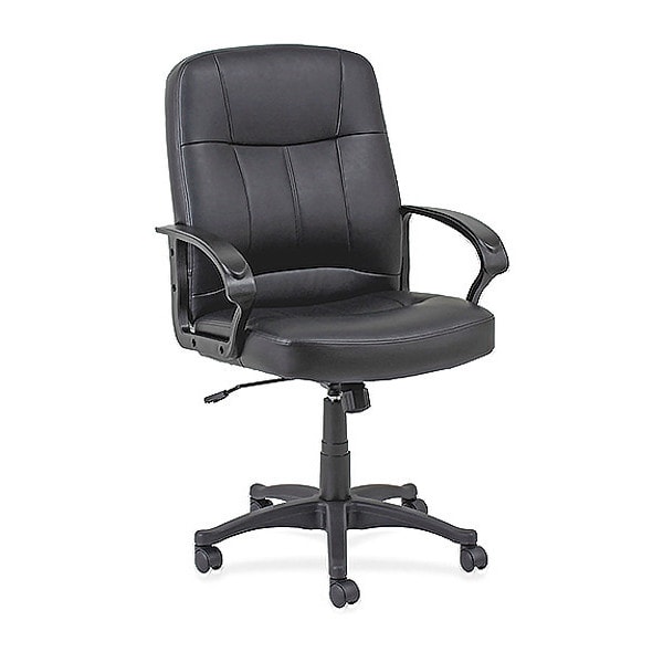 Lorell Managerial Chair Lorell Mid-Back Desk Chair, Open Loop Arms, 17-1/2" Height, Leather, Black - LLR60121