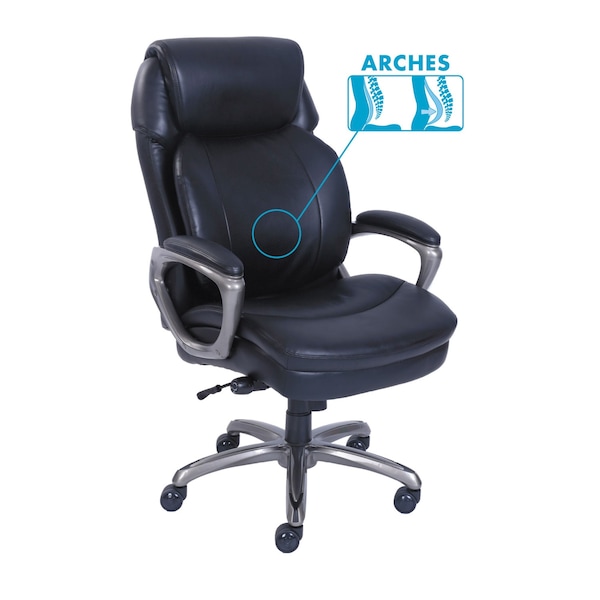 Sertapedic Cosset High-Back Executive Chair, Supports up to 275 lbs., Black/Slate - 48965