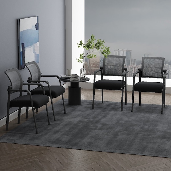 Boss Office Products Black Seat, 24 W 23 L 35.5 H, Mesh Seat - B6889-BK