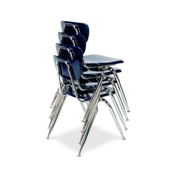 Virco 3000 Series 16" Classroom Chair, 3rd - 4th Grade with Nylon Glides - Black Seat - 3016