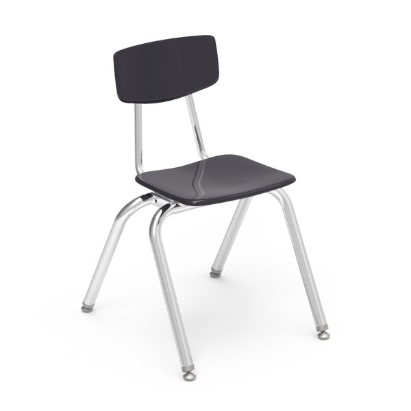 Virco 3000 Series 16" Classroom Chair, 3rd - 4th Grade with Nylon Glides - Black Seat - 3016