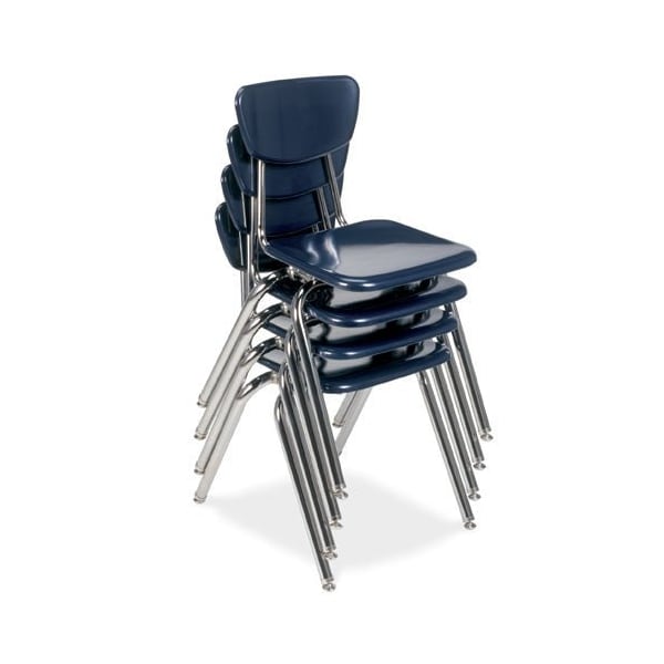 Virco 3000 Series 16" Classroom Chair, 3rd - 4th Grade with Nylon Glides - Black Seat - 3016
