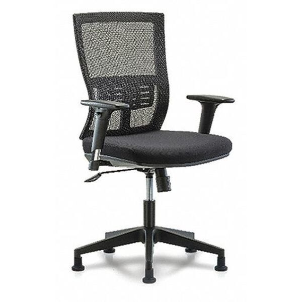 Blue Ridge Ergonomics Desk Chair Modern Mesh Chair, C1, AA, Glides, Adjustable Arms, 18-1/2" to 21-1/2" Height, Mesh, Black - BR-MOD-MDHCH-RG-C1-A1-RG