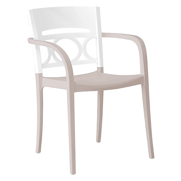 Grosfillex Moon Stacking Armchair, Glacier Wht/Linen - US655096