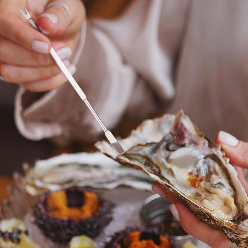 CreoleFeast 7 in. Stainless Steel Seafood Forks, Silver, Double-ended Lobster, Crabs and Nuts Forks Picks, Multipurpose (4-Piece) - SF1001