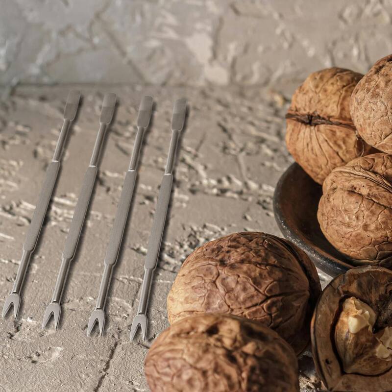 CreoleFeast 7 in. Stainless Steel Seafood Forks, Silver, Double-ended Lobster, Crabs and Nuts Forks Picks, Multipurpose (4-Piece) - SF1001