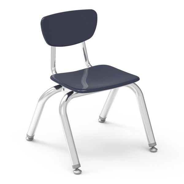 Virco 3000 Series 12" Classroom Chair, Preschool - 1st Grade with Nylon Glides - Navy Seat - 3012