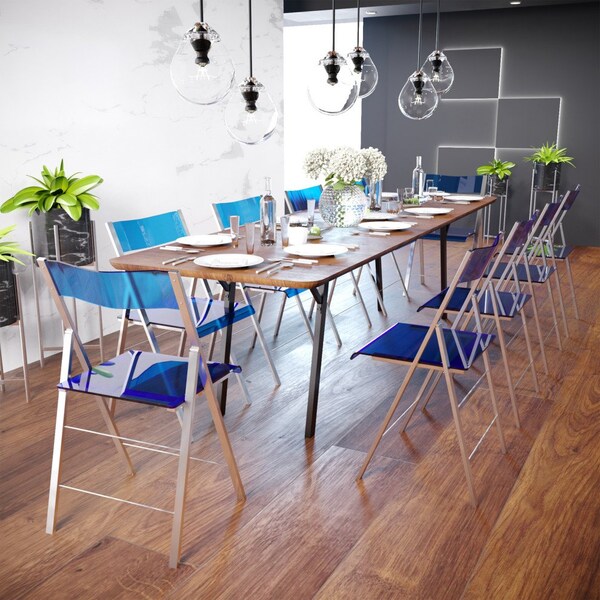 Leisuremod Menno Modern Acrylic Folding Chair, Blue, 2PK - MF15TBU2