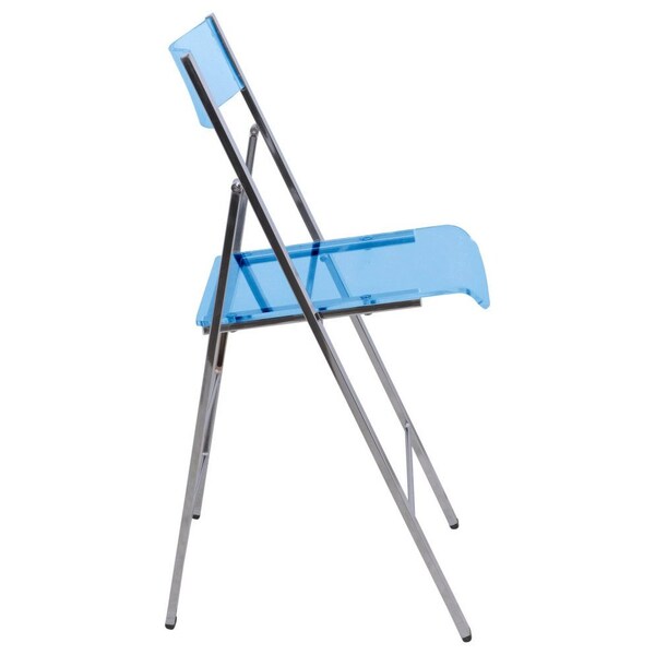 Leisuremod Menno Modern Acrylic Folding Chair, Blue, 2PK - MF15TBU2