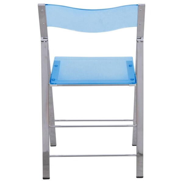 Leisuremod Menno Modern Acrylic Folding Chair, Blue, 2PK - MF15TBU2