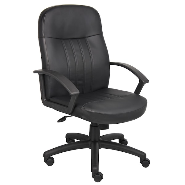 Global Industrial Executive Office High Back Chair with Arms, Leather, Black - B629805