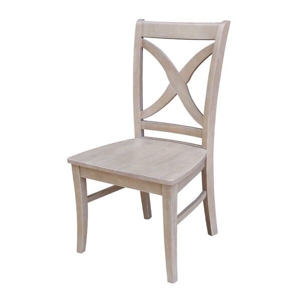 International Concepts Set of 2 Cosmo Chairs, Washed Finish, Washed Gray Taupe - C09-14P