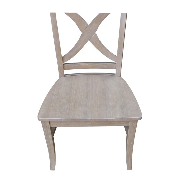 International Concepts Set of 2 Cosmo Chairs, Washed Finish, Washed Gray Taupe - C09-14P