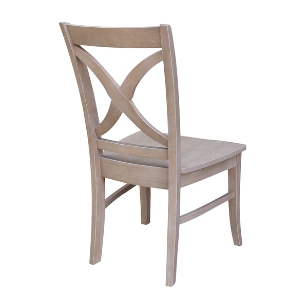 International Concepts Set of 2 Cosmo Chairs, Washed Finish, Washed Gray Taupe - C09-14P