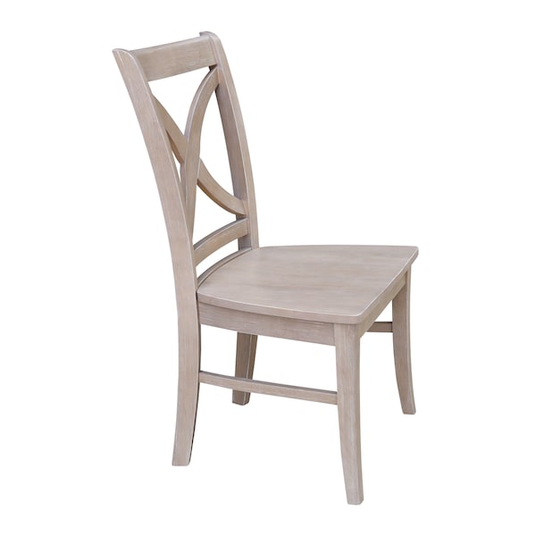 International Concepts Set of 2 Cosmo Chairs, Washed Finish, Washed Gray Taupe - C09-14P