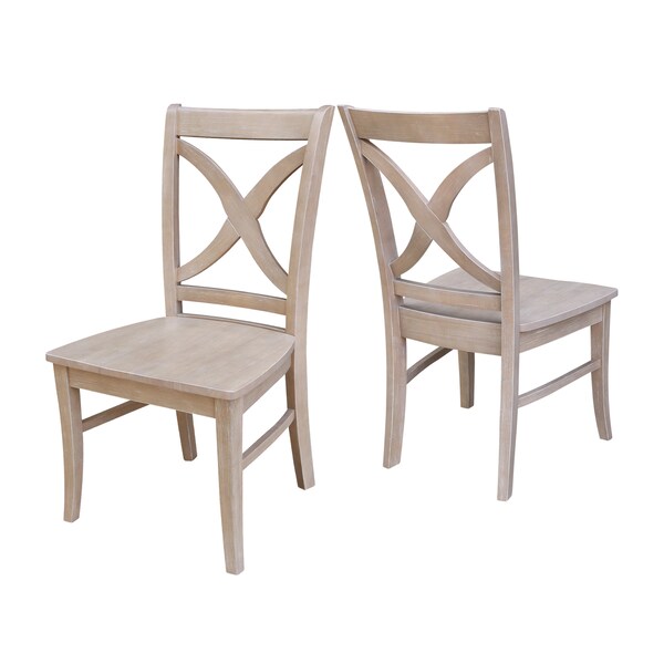 International Concepts Set of 2 Cosmo Chairs, Washed Finish, Washed Gray Taupe - C09-14P