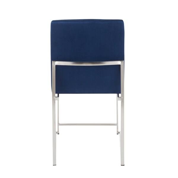 Lumisource High Back Fuji Dining Chair in Stainless Steel and Blue Velvet, PK 2 - DC-HBFUJI SSVBU2