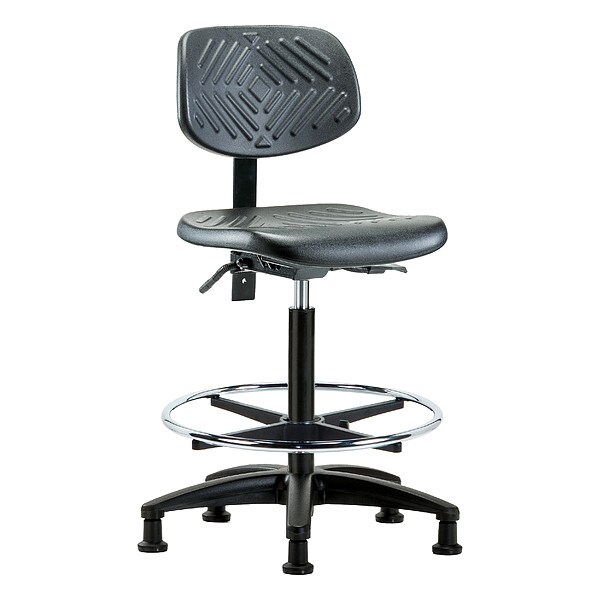 Zoro Select High Bench Chair Ergonomic Chair, No Arms, 23-1/4" to 33-1/4" Height, Polyurethane, Black - BR-PHBCH-RG-T0-A0-CF-RG-BLK