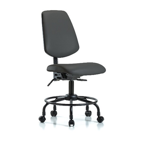 Blue Ridge Ergonomics Desk Chair No Arms, 21" to 26" Height, Vinyl, Charcoal - BR-VDHCH-MB-RT-T0-A0-RC-8605
