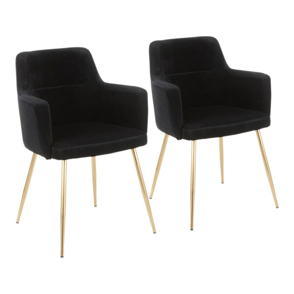 Lumisource Andrew Dining/Accent Chair in Gold Metal and Black Velvet, PK 2 - CH-ANDRW AUVBK2