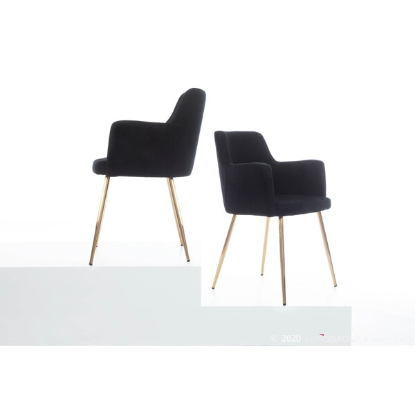 Lumisource Andrew Dining/Accent Chair in Gold Metal and Black Velvet, PK 2 - CH-ANDRW AUVBK2