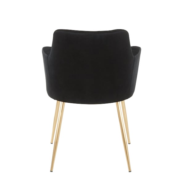 Lumisource Andrew Dining/Accent Chair in Gold Metal and Black Velvet, PK 2 - CH-ANDRW AUVBK2