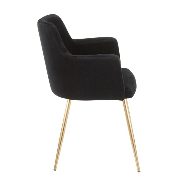 Lumisource Andrew Dining/Accent Chair in Gold Metal and Black Velvet, PK 2 - CH-ANDRW AUVBK2