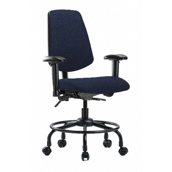 Blue Ridge Ergonomics Desk Chair Fab Desk Chair, Med, Bk, RT, AA, Cast, Navy, Adjustable Arms, 21" to 26" Height, Fabric - BR-FDHCH-MB-RT-T0-A1-RC-F45