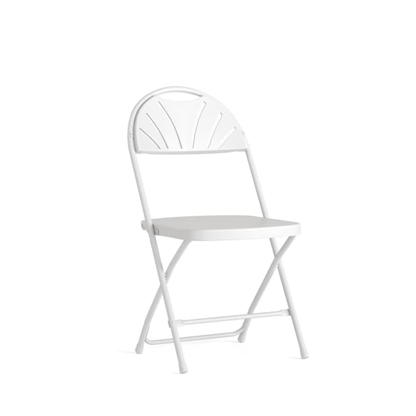 Flash Furniture Folding Chair, Plastic, Fan Back, White - LE-L-4-WHITE-GG