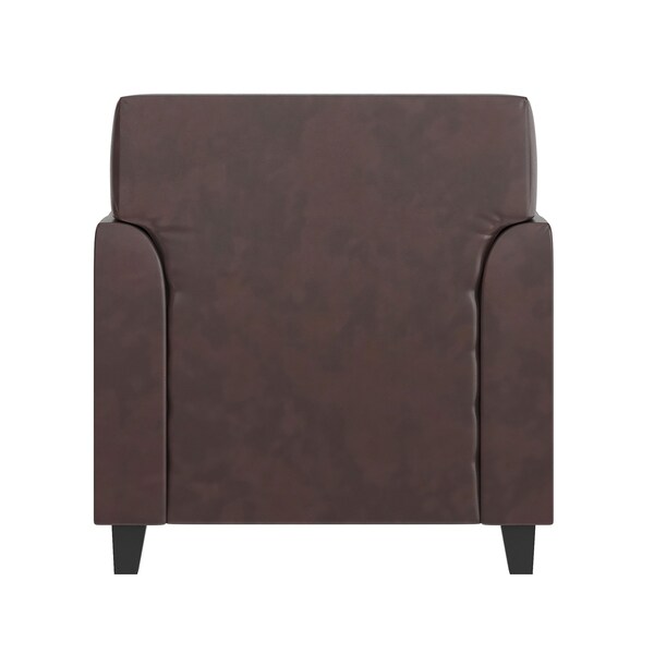 Flash Furniture Contemporary Chair, Brown Back, 30-1/2 in W 29" L 31-1/2" H, Flared, Leather Seat - BT-827-1-BN-GG