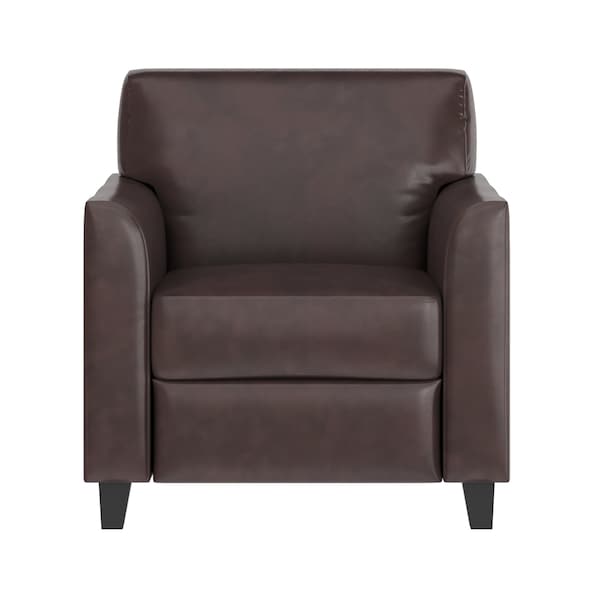 Flash Furniture Contemporary Chair, Brown Back, 30-1/2 in W 29" L 31-1/2" H, Flared, Leather Seat - BT-827-1-BN-GG