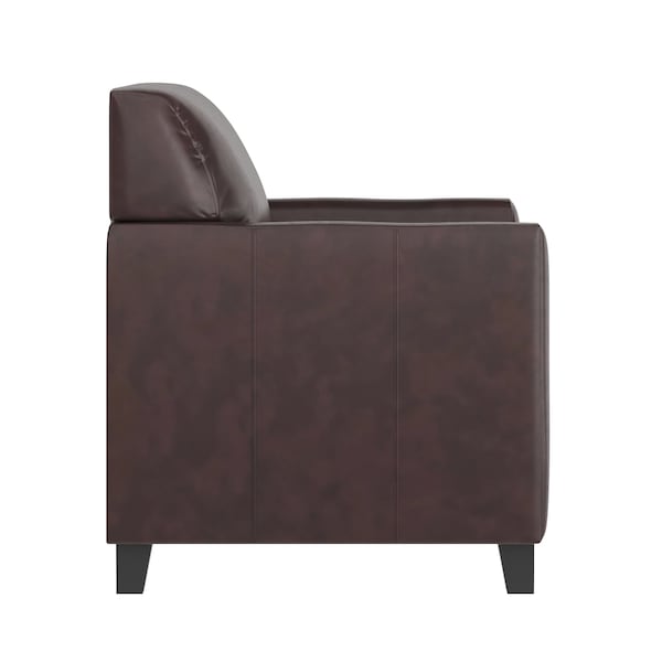 Flash Furniture Contemporary Chair, Brown Back, 30-1/2 in W 29" L 31-1/2" H, Flared, Leather Seat - BT-827-1-BN-GG